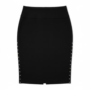 Made in Italy Artigli Elegant Black Midi Skirt with studded sides size 6